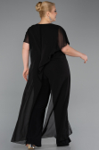 Robe De Invitation Grande Taille Longue Mousseline Noir ABT138
