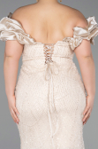 Robe Grande Taille Longue Perlé Beige ABU5948