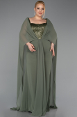 Robe de Soirée Grande Taille Longue Mousseline Kaki ABU6071