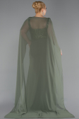 Robe de Soirée Grande Taille Longue Mousseline Kaki ABU6071