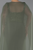 Robe de Soirée Grande Taille Longue Mousseline Kaki ABU6071