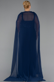 Robe de Soirée Grande Taille Longue Mousseline Bleu Marine ABU6071