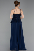 Robe de Soirée Longue Mousseline Bleu Marine ABU6076