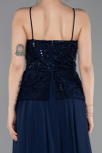 Robe de Soirée Longue Mousseline Bleu Marine ABU6076