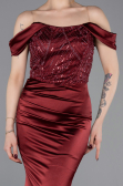 Robe de Soirée Longue Rouge Bordeaux ABU6078