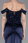 Robe de Soirée Longue Bleu Marine ABU6078
