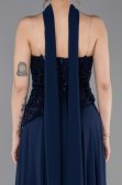 Robe de Soirée Longue Mousseline Bleu Marine ABU6081
