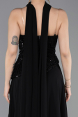 Robe de Soirée Longue Mousseline Noir ABU6081