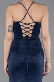 Robe de Soirée Longue Bleu Marine ABU6082
