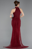 Robe de Soirée Longue Dantelle Rouge Bordeaux ABU6084