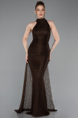Robe de Soirée Longue Dantelle Brun ABU6084