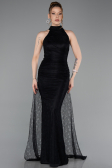 Robe de Soirée Longue Dantelle Noir ABU6084