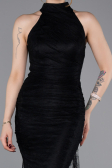 Robe de Soirée Longue Dantelle Noir ABU6084