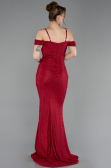 Robe de Soirée Longue Dantelle Rouge Bordeaux ABU6085