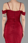 Robe de Soirée Longue Dantelle Rouge Bordeaux ABU6085