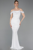 Robe de Soirée Longue Dantelle Blanc ABU6085
