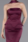 Robe Queue de Poisson Longue Satin Couleur Cerise ABU6086