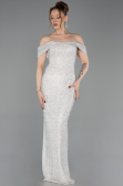 Robe de Soirée Longue Perlé Beige ABU6057