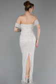 Robe de Soirée Longue Perlé Beige ABU6057