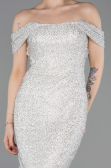 Robe de Soirée Longue Perlé Beige ABU6057