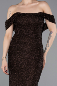 Robe de Soirée Longue Perlé Brun ABU6057