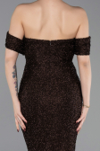 Robe de Soirée Longue Perlé Brun ABU6057