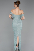 Robe de Soirée Longue Perlé Menthe ABU6057