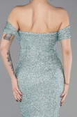 Robe de Soirée Longue Perlé Menthe ABU6057