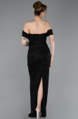 Robe de Soirée Longue Perlé Noir ABU6057