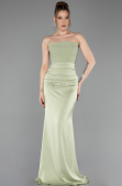 Robe de Soirée Longue Satin Pistache vert ABU6061