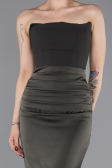 Robe de Soirée Longue Satin Kaki ABU6061