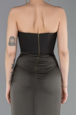 Robe de Soirée Longue Satin Kaki ABU6061