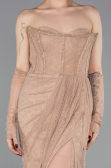 Robe de Soirée Longue Dantelle Cuivre ABU5770