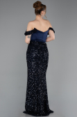 Robe de Soirée Longue Bleu Marine ABU6087