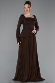 Robe de Soirée Longue Mousseline Brun ABU6088