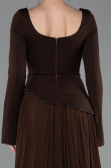 Robe de Soirée Longue Mousseline Brun ABU6088