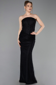 Robe de Soirée Longue Dantelle Noir ABU6089