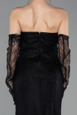 Robe de Soirée Longue Dantelle Noir ABU6089