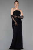 Robe de Soirée Longue Dantelle Noir ABU6089