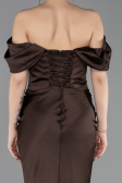 Robe Queue de Poisson Longue Satin Brun ABU6090