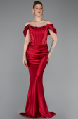 Robe Queue de Poisson Longue Satin Rouge ABU6090