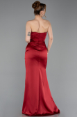 Robe de Soirée Longue Satin Rouge Bordeaux ABU6091