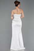 Robe de Soirée Longue Satin Blanc ABU6091