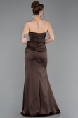 Robe de Soirée Longue Satin Brun ABU6091