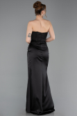 Robe de Soirée Longue Satin Noir ABU6091