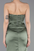 Robe de Soirée Longue Satin Turquoise ABU6091