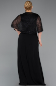 Robe de Soirée Grande Taille Longue Mousseline Noir ABU6063