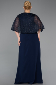 Robe de Soirée Grande Taille Longue Mousseline Bleu Marine ABU6063