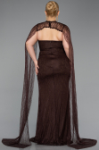 Robe De Soirée Grande Taille Longue Dantelle Brun ABU6070