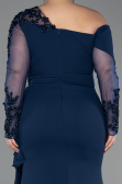 Robe Grande Taille Longue Mousseline Bleu Marine ABU5895